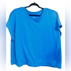 Tek Gear Women Size 3X Blue Short Sleeve Fleece Casual On The Go Gear Top